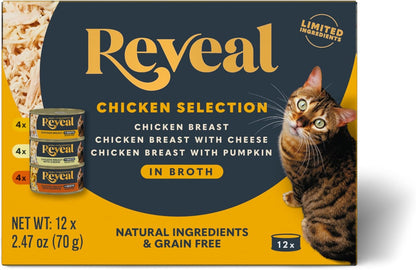 Reveal Fish Variety in Broth Wet Cat Food, 3-Flavor 12-Pack 2.47 Oz Cans9