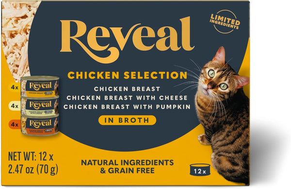 Reveal Fish Variety in Broth Wet Cat Food, 3-Flavor 12-Pack 2.47 Oz Cans9