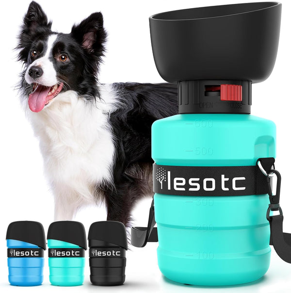Lesotc Dog Water Bottle, Portable Water Dispenser with Travel Water Bowl, Leak Proof Pet Travel Squeeze Bottle, Puppy Essentials Dog Stuff Accessories for Outdoor Walking, Hiking, Camping22