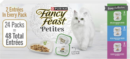 Purina Fancy Feast Gourmet Wet Cat Food Variety Pack, Petites Gravy Collection, Break-Apart Tubs, 48 Servings - (Pack of 24) 2.8 Oz. Tubs1