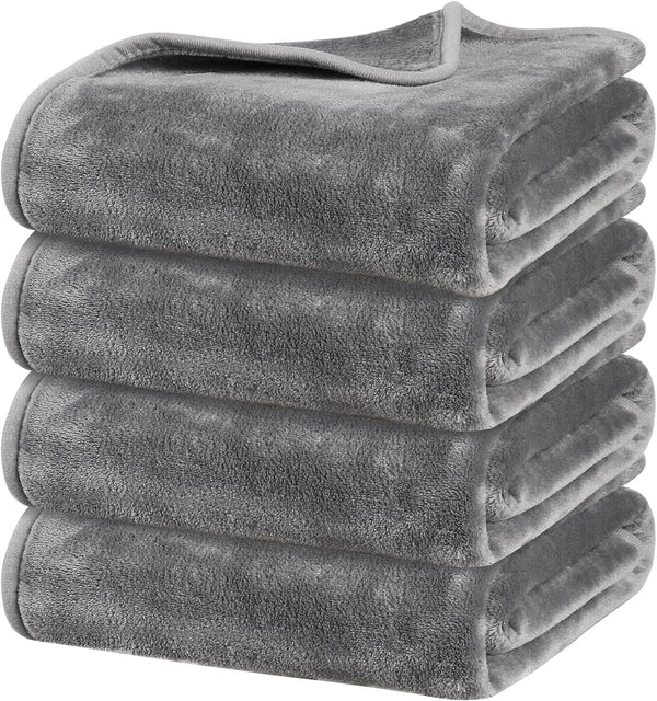 Onarway Dog Blanket Washable for Puppy: 4 Packs Dog Blankets 40”X28” | Fluffy Soft Small Throw for Cat Puppy Kitten Dogs - Fleece Pet Blankets for Bed Sofa Car and Indoor - Grey and Khaki11