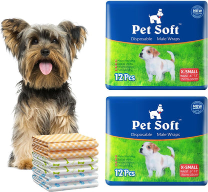 Pet Soft Disposable Male Wrap Dog Diaper,12Pcs,Xs12