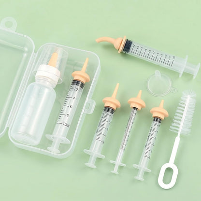Pet Nursing Kit, Anti-Choke Curved Tip Syringe & Kitten Bottle Feeding Set with Pre-Pierced Silicone Nipples, Formula Dispenser for Newborn Puppies, Kittens, and Wildlife Rehabilitation1