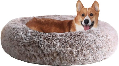 JOLLYVOGUE Small Dog Bed, Calming Soft Anti-Anxiety Donut Cat Bed, Washable round Fluffy Cushion for Small and Medium Pets (20")40