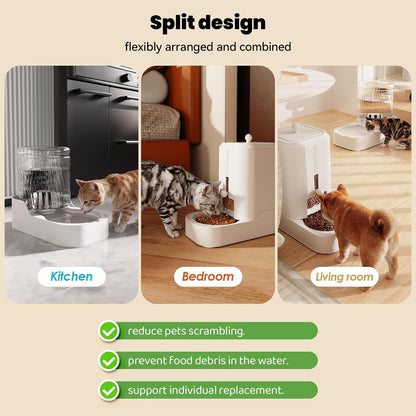 Automatic Cat Feeder & Water Dispenser Set (Bowl Not Included) | Gravity Dog Waterer and Food Feeder for Small Medium Dog Cat Puppy Kitten Water & Food Bowl Large Capacity5