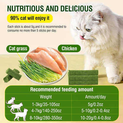 120G/4.23Oz Cat Grass Teething Stick Hairballs,Chew Sticks for Cats,Catnip Toys Sticks Indoor Kitten Chew Stick (Green)2