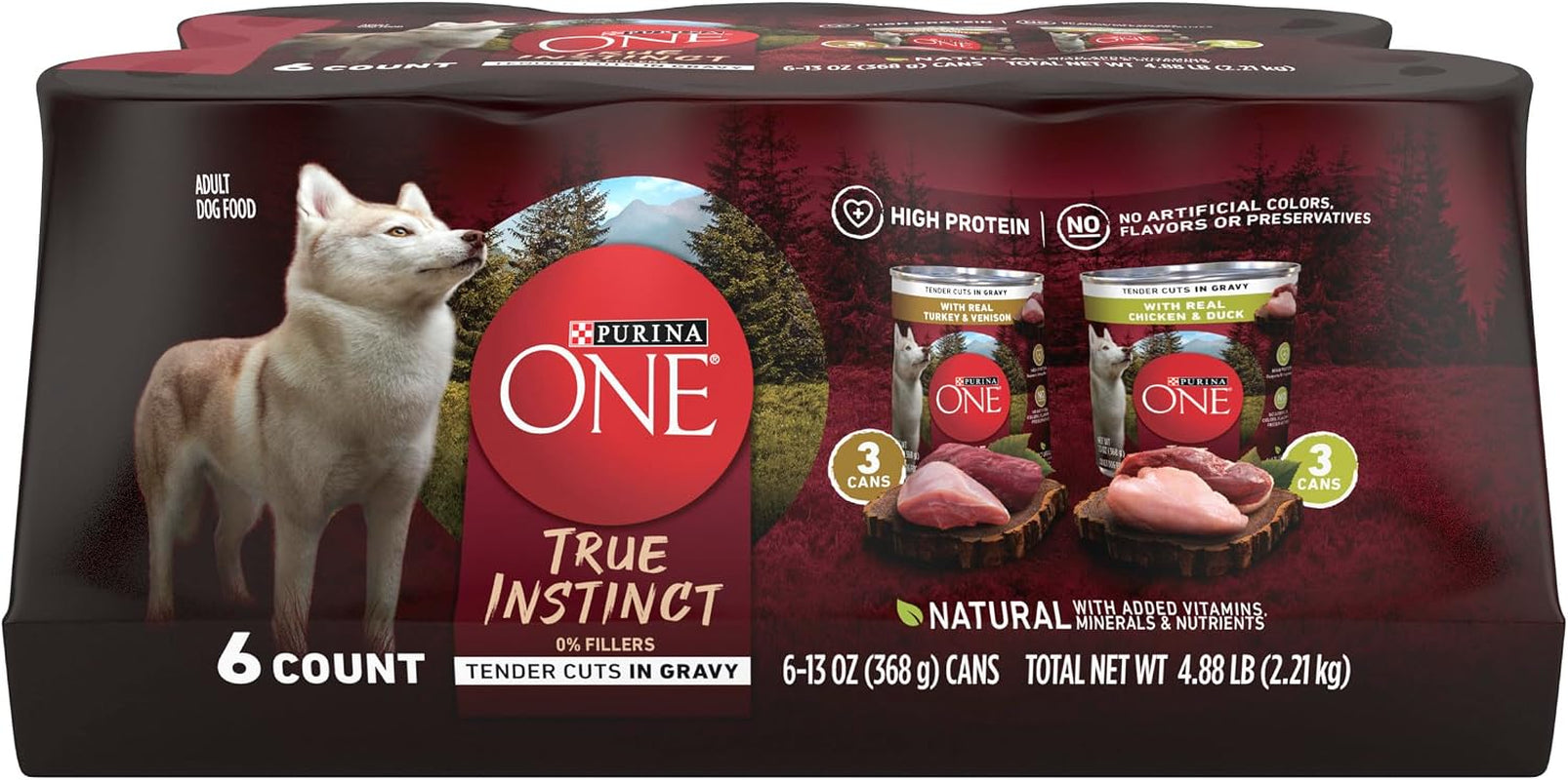 purina-one-true-instinct-tender-cuts-in-gravy-with-real-turkey-and-venison-and-with-real-chicken-and-duck-high-protein-wet-dog-food-variety-pack-pack-of-6-13-oz-cans