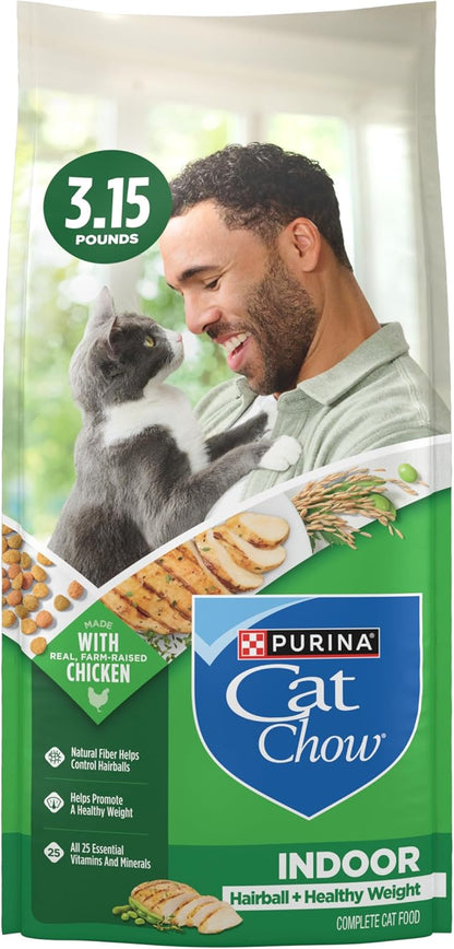 Purina Cat Chow Indoor Healthy Weight and Hairball Dry Cat Food with Chicken - (Pack of 4) 3.15 Lb. Bags1