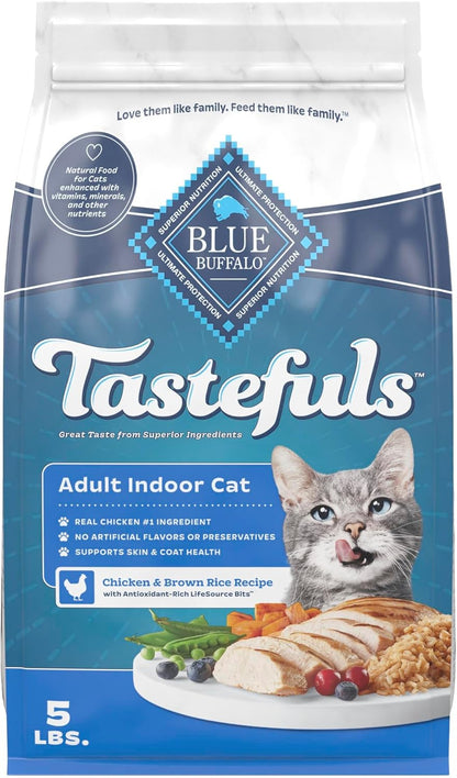 Blue Buffalo Tastefuls Chicken & Brown Rice Recipe Dry Indoor Cat Food for Adult Cats, Real Chicken First, Deliciously Healthy Natural Cat Food, Supports Digestive Care and Coat Health, 3 Lbs.13