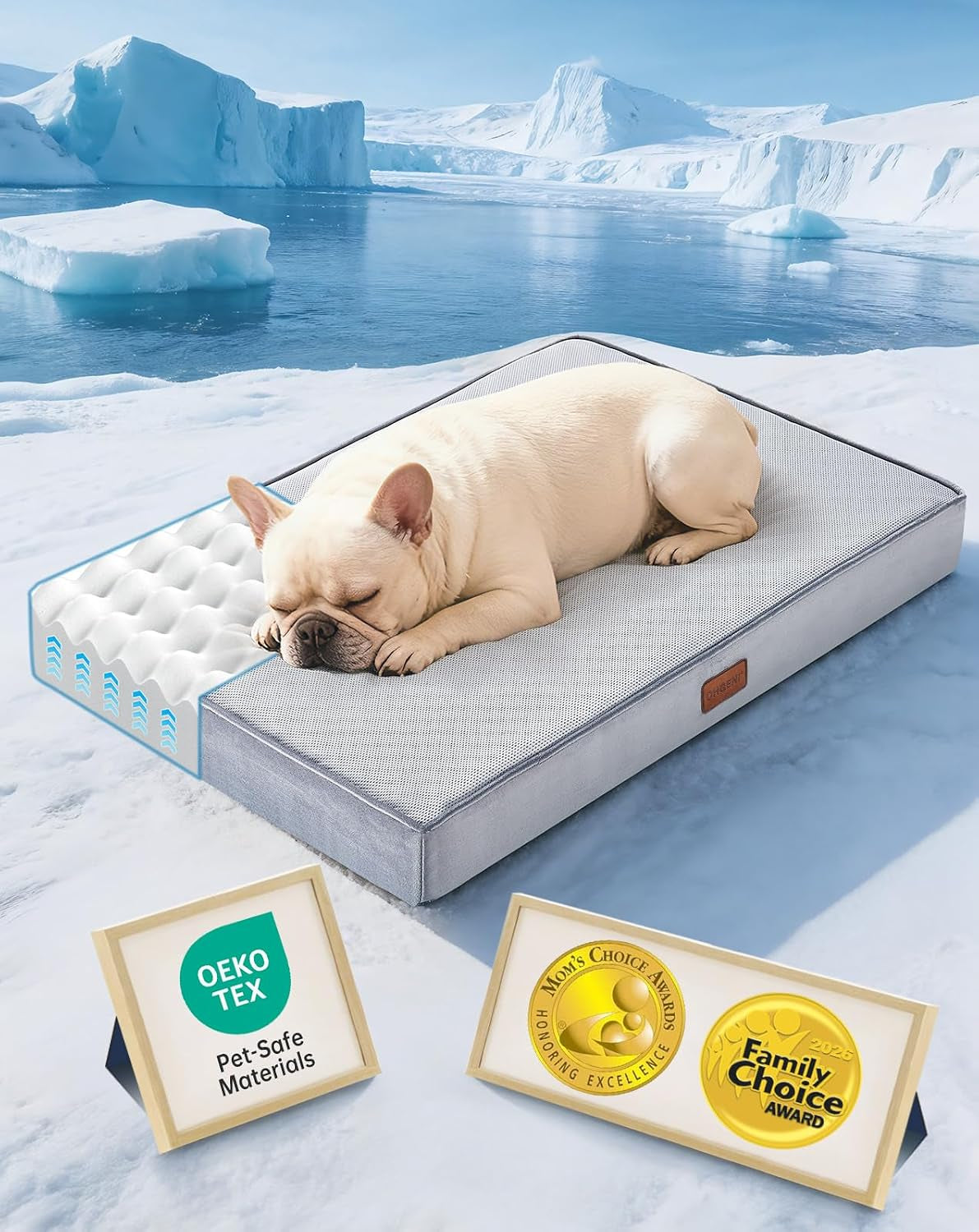 ohgeni-orthopedic-waterproof-large-dog-bed-memory-foam-41-inchgray-machine-washable-removable-cover-in-easy-clean-fabric-reversible-memory-foam-easy-carry-handle-suitable-for-crate