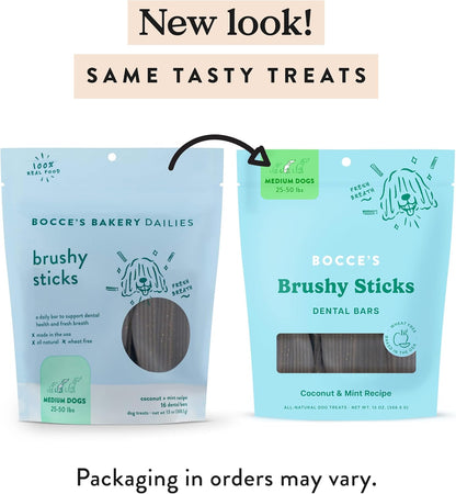 Bocce'S Bakery Brushy Sticks Dog Dental Treats, Medium Breeds (13 Oz) | Wheat-Free Dental Bars to Support Oral Health & Fresh Breath - Made with Real, Limited Ingredients in the USA2