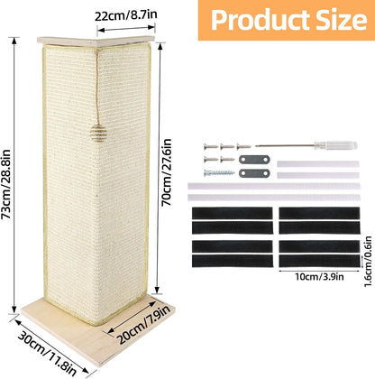28.8" Tall Couch Corner Cat Scratcher, Sisal Scratching Pad with Toy Ball for Sofa, Stylish Modern Furniture Protector, Easy Assembly Cat Scratching Post2