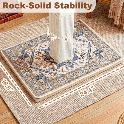Tall Cat Scratching Post for Indoor Cats Adults, 33'' Large Cat Scratch Post with Perch, Cute Cat Scratching Post with Boho Carpet ＆ Dangling Ball Toys, White5