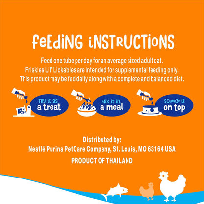 Friskies Purina Lil’ Lickables with Chicken, with Tuna or with Ocean Whitefish Variety Pack Lickable Cat Treats - 10 Oz (Pack of 20)6