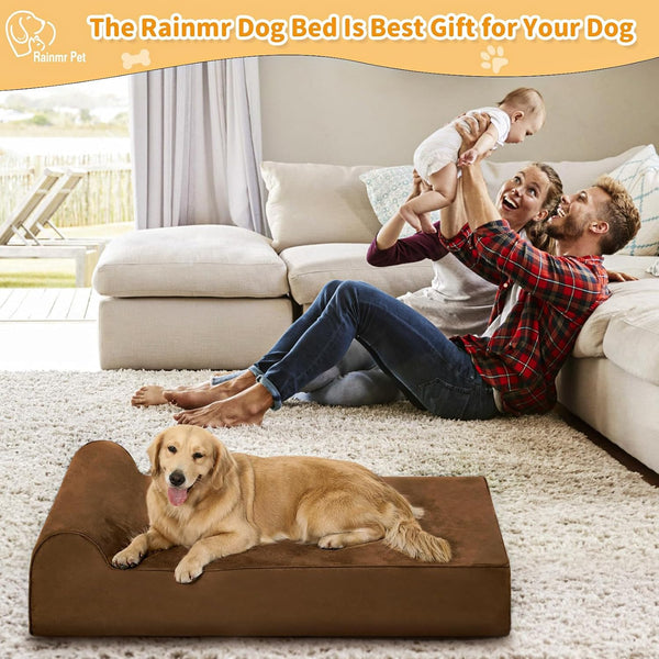 Rainmr Orthopedic Dog Beds for Large Dogs, 7" Memory Foam Dog Beds with Waterproof Liner, Durable Microsuede Cover, Removable and Washable, Nonskid Bottom, 60"X48"X7" XXL Chocolate6