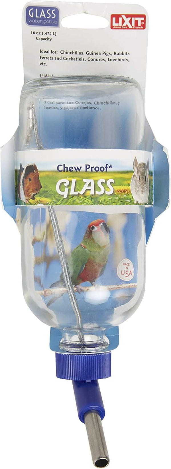 Lixit Glass Water Bottles for Small Animals and Birds (16Oz), Clear (COMINHKR016337)1
