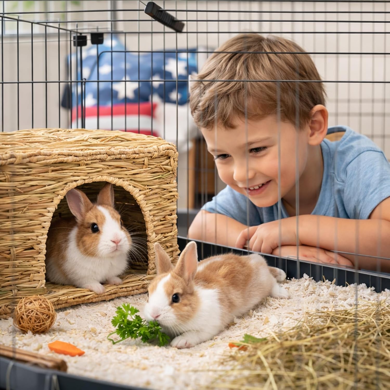 hercocci-extra-large-grass-house-for-rabbit-foldable-comfortable-house-small-animal-hut-play-hideaway-bed-hay-mat-chew-toy-for-bunny-guinea-pig-hamster-chinchilla-1-pack