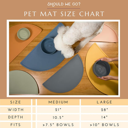 Should We Go? Waterproof Silicone Dog Food Mat – Large Size Non-Slip Pet Bowl Mat, Raised Edge Design, Easy-To-Clean Pet Food Placemat for Dog & Cat Bowls, 28" across X 14" Deep - Ocean Blue4
