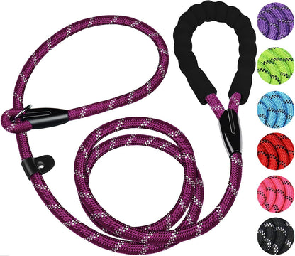 Dog Leash, 6 FT Heavy Duty Dog Leashes, Durable Premium Quality Strong Rope Slip Leash with Comfortable Padded Handle and Highly Reflective Threads for Small Medium and Large Dogs. (Black)15