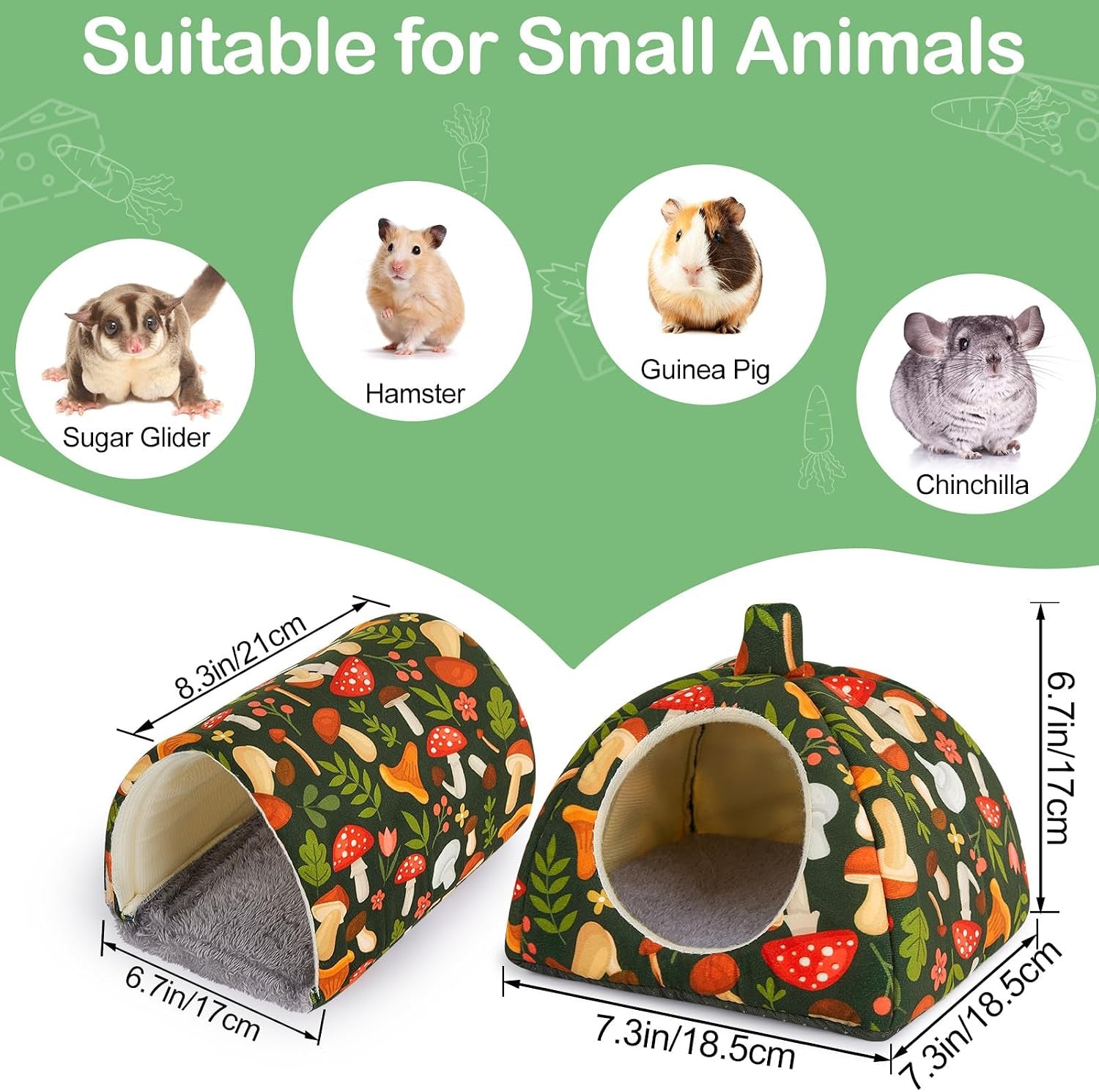 bienbee-guinea-pig-hideout-2-piece-washable-set-for-small-animals-small-guinea-pig-bed-with-soft-plush-resilient-padding-and-easy-machine-washing-for-resting-hiding-and-tunnel-playing