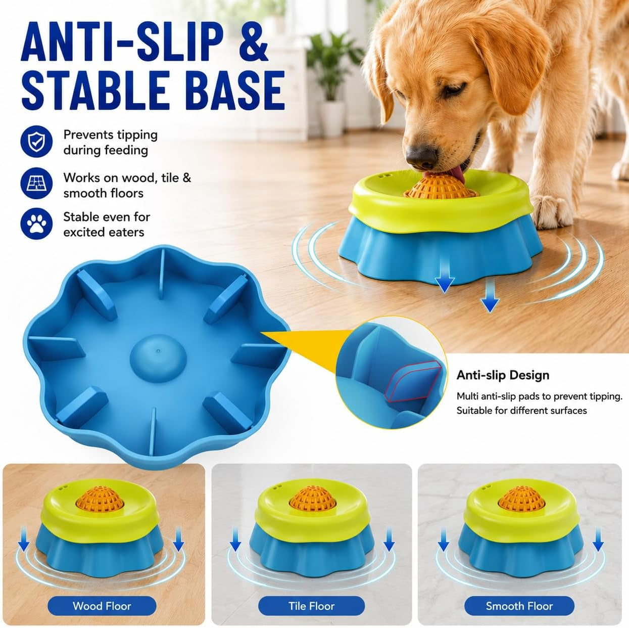 slow-feeder-dog-bowl-with-rolling-ball-2-in-1-silicone-dog-lick-bowl-for-liquid-treats-anti-slip-interactive-licking-toy-for-small-medium-large-dogs-cats-food-grade-easy-clean-blue-yellow