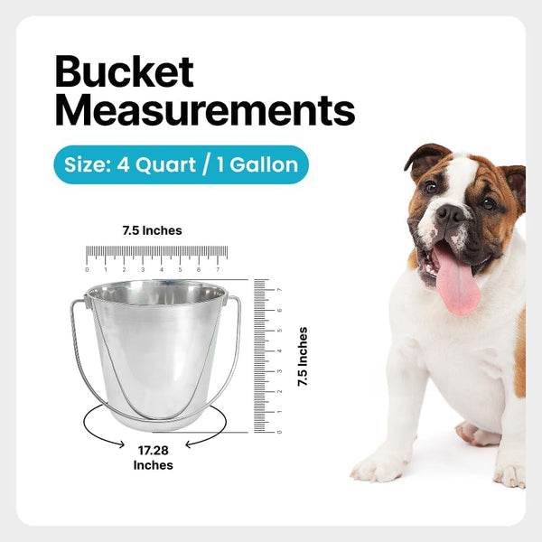 1 Gallon Heavy Duty Stainless Steel Bucket - Rust-Resistant Metal Bucket for Feeding & Watering Pets, Livestock & Cleaning - Perfect for Crates, Kennels, Cages & Hang on Fences - 4 Quart2