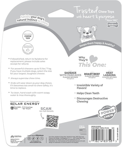 Nylabone Power Chew Original Bone Dog Chew Toys, X-Small, 3 Count | Pancakes & Sausage, Roast Beef, & Meat Lasagna Flavor, Durable, Long Lasting, Flavor Throughout, for Dogs up to 15 Lbs9
