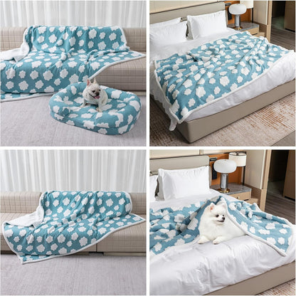 Waterproof Pet Blanket, Brown Checked Pets Throw Blankets for Dog Bed Covers Couch Sofa Stylish Jacquard for Puppy Cats Washable Reversible Furniture Protection Covers (Coffee Check,M)14