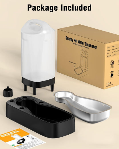 Automatic Dog Water Bowl Dispenser - 2.4 Gallon Stainless Steel Gravity Pet Water Feeder with Ergonomic Handle Design anti Splash Drinking Bowl without Filter Easy to Clean Multi Pet Use9