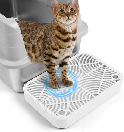 Cat Litter Box Ramp, Litter Box Step Mat with Filter Function Cat Stair for Litter Box, Easy to Clean, 11.8''X 8.2''X 2'' Cats Pedal Step Stool Ideal for Kitten & Elderly Cats (Light Grey)10