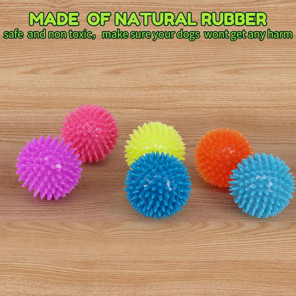 Pweituoet 2.5" Squeaky Dog Balls for Small Medium Dogs, 6 Pack Small Dog Chew Toys with Spike, Puppy Toys for Teeth Cleaning and Training (Green 6 Pack)2