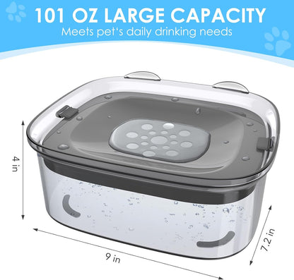 3L No Spill Dog Water Bowl with Slow Drinking Disk(Gray) | Clear Acrylic, Easy Water Check, Non-Slip Pads, Slobber Stopper Splash Proof Water Bowl for Sloppy Messy Drinkers Reduce Mess5