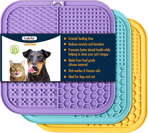 LUKITO Lick Mat for Dogs & Cats 2 Pack with Suction Cups, Dog Lick Mat for Anxiety Relief, Dog Toys to Keep Them Busy, Peanut Butter Licking Pad for Boredom Reducer, Perfect for Bathing Grooming11
