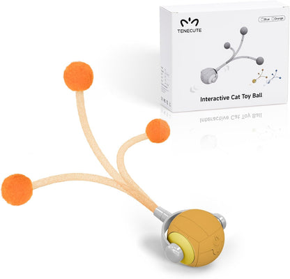 Cat Toys for Indoor Cats, Interactive Cat Toy Ball with Pom-Pom Tails, Automatic Cat Toy Self Play Exercise Toy to Relieve Boredom for Kitten & Adult Cats (Blue)8