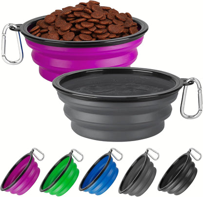 Collapsible Dog Bowl Large 34Oz, Travel Dog Water Bowl Portable | 2 Pack, 2 Carabiner Clips, Silicone Travel Dog Bowl Foldable, Feeding Watering Dish Bowl, for Parking, Walking, Camping1