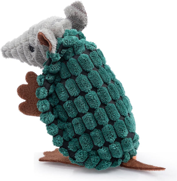 Hollypet Plush Dog Squeaky Toy Stuffed Armadillo Animal Pet Puppy Chew Toys with Clean Teeth for Small Medium Large All Breed Sizes Dogs, Gray, 8 In28
