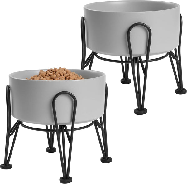 Elevated Dog Bowls, Ceramic Raised Dog Bowl Set with Anti-Slip and Non-Tip Metal Stand, 2 Pack Pet Food and Water Feeding Bowls for Small and Medium Dogs (Black,3.6 Cups)12