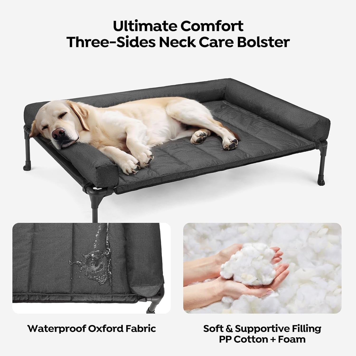 veehoo-outdoor-elevated-dog-bed-with-waterproof-bolster-cushion-cooling-raised-dog-bed-with-removable-washable-mat-topper-breathable-mesh-dog-couch-cot-for-indoor-outdoor-42-large-black