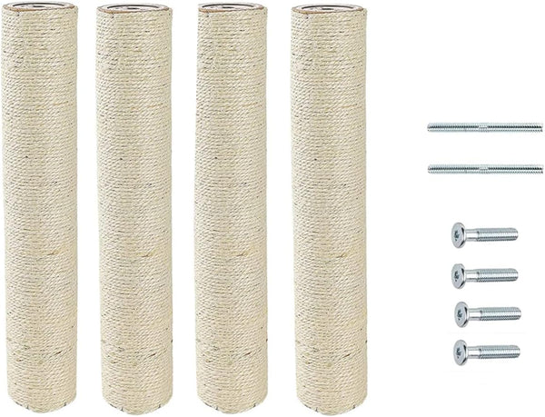 SHENGOCASE 4-Pack 19.7" L, 3.15" Ø Cat Tree Replacement Post with M8 Screw, Cat Tower Accessories Replacement Pole1