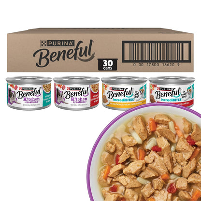 Beneful Purina Incredibites and Medleys Wet Dog Food Variety Pack Made with Real Beef, Chicken, and Lamb with Dog Gravy, 30 Pack - (Pack of 30) 3 Oz. Cans1