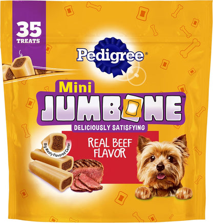 Pedigree Mini Jumbone Small Dog Treats, Beef Flavor, 35 Count | Bone-Like Exterior, Meaty Center, Long-Lasting Chew, for Toy and Small Dogs 5-15 Lbs, Developed with Waltham Science1