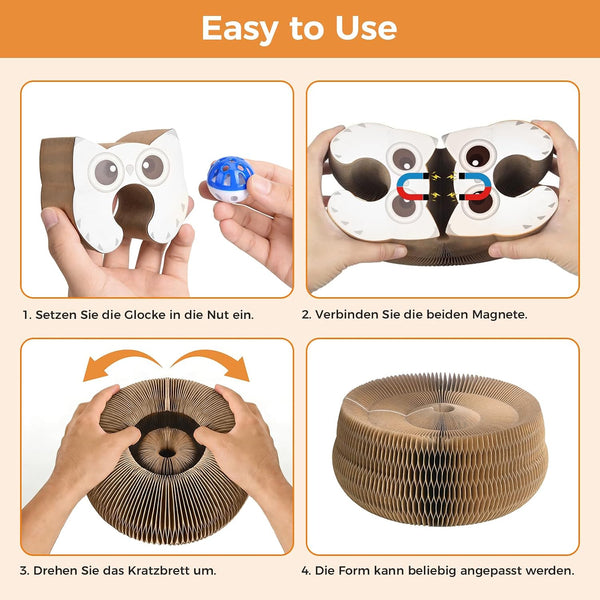 2-Pack Cardboard Cat Toy with Ball Track, Foldable Cat Scratcher Ring, Fexible Magic Organ Cat Toy for Scratch, Chase, Lounge, Indoor Exercise, Furniture Protection and Multi-Cat Homes6