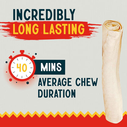 Canine Chews 10-11" Rawhide Bones for Large Dogs, Durable USA Beefhide Dog Rawhide Chews, Retriever Rolls 20 Pack (5 Lbs)5
