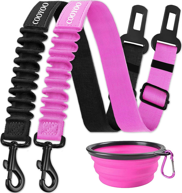 COOYOO Dog Seat Belt, Durability Retractable Dog Car Harness Adjustable Dog Seat Belt for Vehicle Nylon Pet Safety Seat Belts Heavy Duty & Elastic (1 Pack Black)20