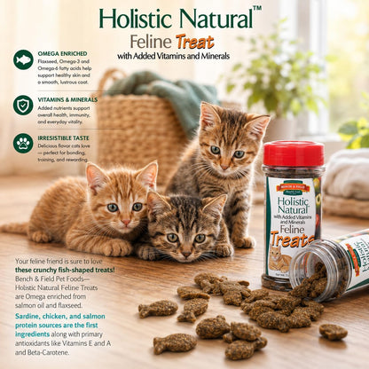 Bench & Field Holistic Natural Healthy Kitty Cat Treats | Crunchy Fish-Shaped Bites | Delicious Seafood Flavored Snack, 3-Ounce (Pack of 3 Bottles)7