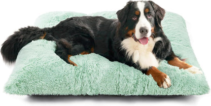 EHEYCIGA Fluffy Dog Crate Bed for Extra Large Dogs, Plush Faux Fur Pad, Calming anti Anxiety XL Bed for Crate, Washable Soft Warm Dog Mat with Non-Slip Bottom, Grey42