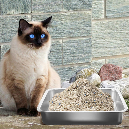 Stainless Steel Cat Litter Tray Open Metal Pan Kitten Toilet with Stable Bottom for Easy Pet Housebreaking5