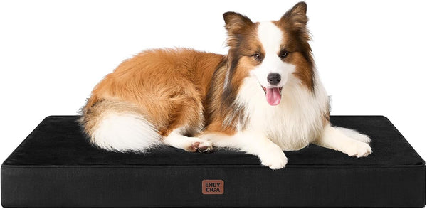EHEYCIGA Medium Memory Foam Dog Crate Bed Washable, 30X20Inch, Grey | High Density Egg Crate Foam, Waterproof Liner, Removable Easy Clean Cover, Non-Slip Bottom, Fits Crate, Floor and Sofa17