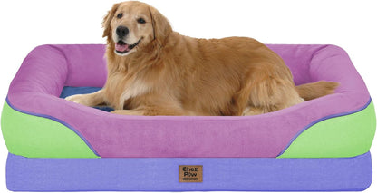 Chez Paw Waterproof Orthopedic XL Dog Bed for Large and Extra Large Dogs | Egg Crate Foam, 4-Sided Bolster Support, Waterproof Liner, Non-Slip Bottom, Machine Washable Cover, 42 X 30 Inch42