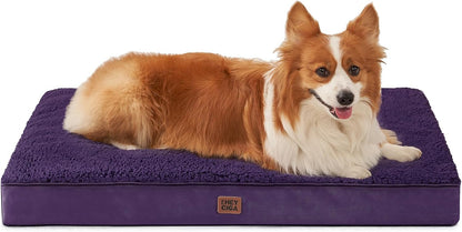 EHEYCIGA Orthopedic Dog Bed Large with Removable Washable Cover,Grey,41X27 | Egg Crate Foam Support,Durable Oxford Fabric,Non-Slip Bottom,Machine Washable,Soft Waterproof Plush Pet Bed Mat for Crate73